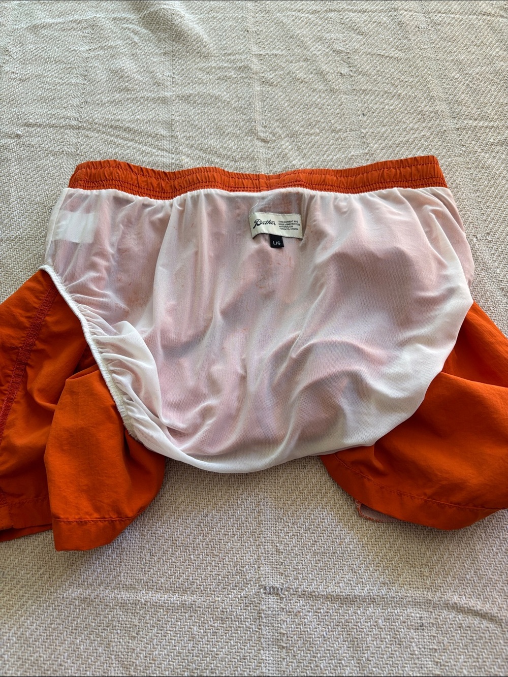 Bather Orange Swim Shorts Hawaiian Floral Embroidery Size Large - Picture 12 of 17